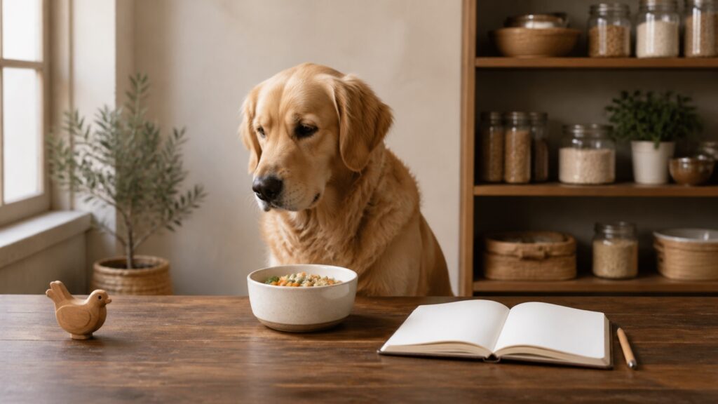 Alergia pokarmowa u psa – golden retriever na diecie eliminacyjnej bez kurczaka